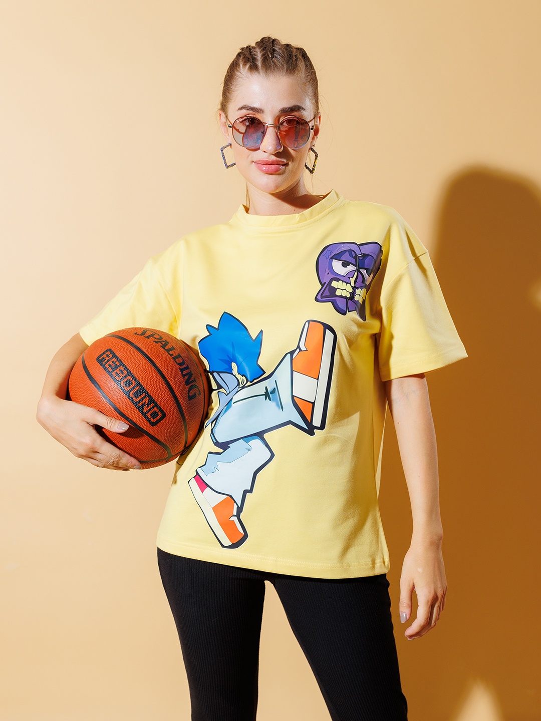 

Stylecast X Hersheinbox Graphic Printed Drop-Shoulder Pure Cotton T-shirt, Yellow
