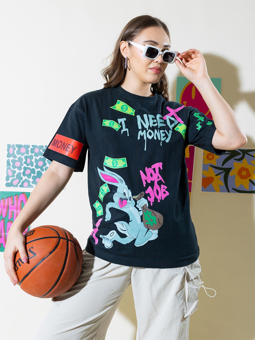 

Stylecast X Hersheinbox Graphic Printed Pure Cotton T-shirt, Black