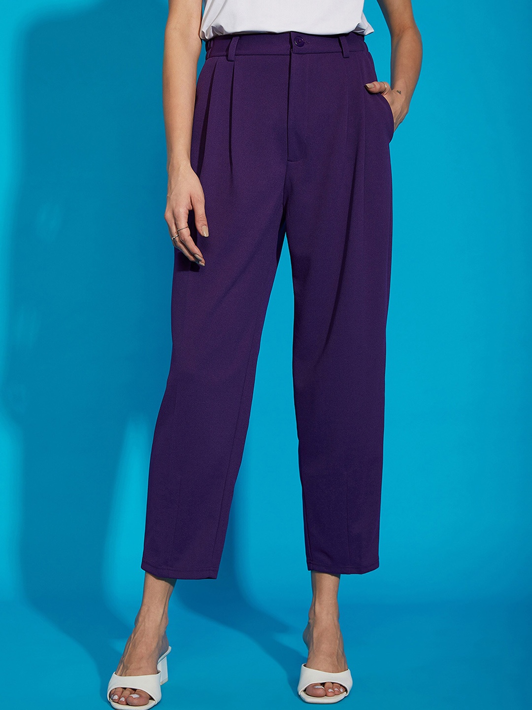 

SASSAFRAS Women Purple Comfort Mid Rise Trousers