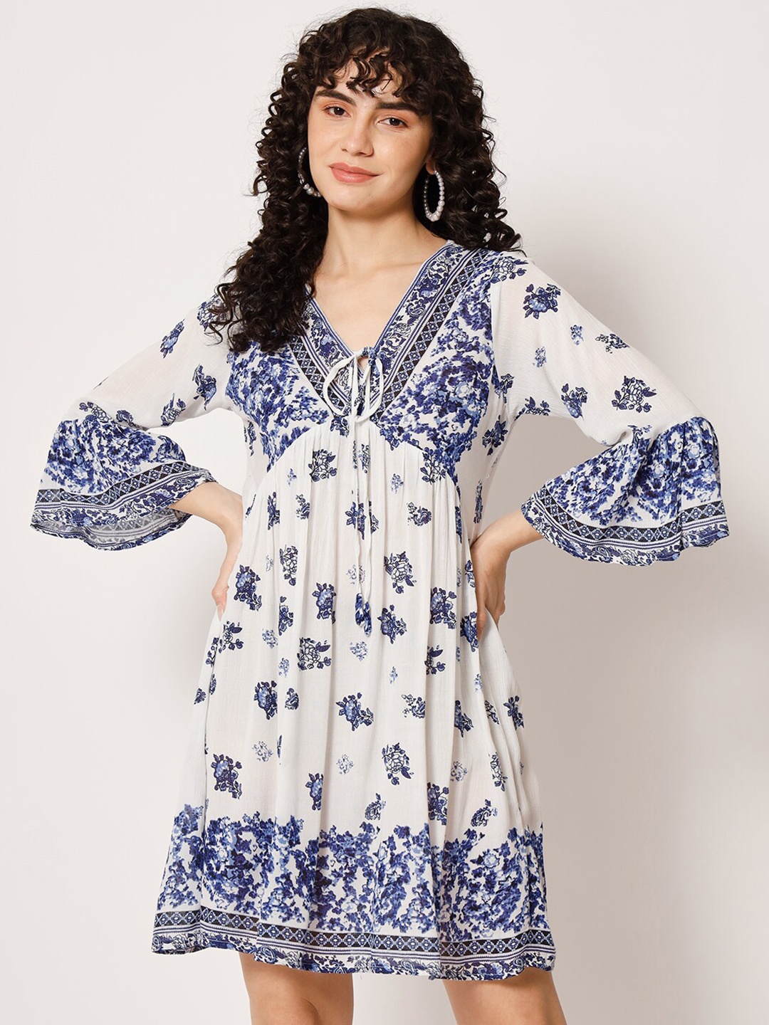

VELDRESS Floral Print Dresses, Blue
