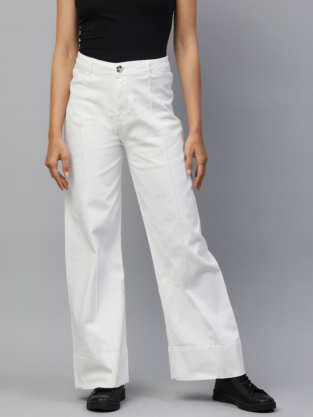 

London Rag Women Relaxed High-Rise Pleated Trousers, Off white