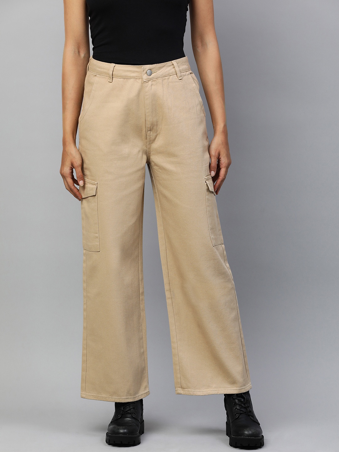 

London Rag Women Relaxed High-Rise Cargos, Camel brown