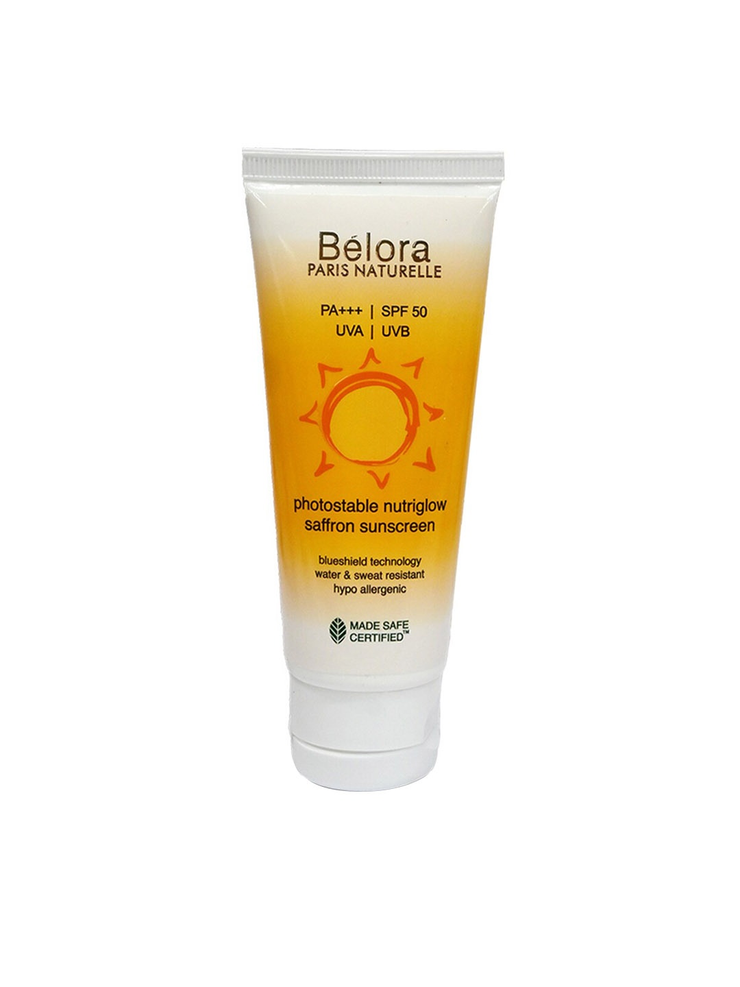 

Belora SPF 50 PA+++ Paris Naturelle Photostable Nutriglow Saffron Sunscreen - 50 ml, Yellow