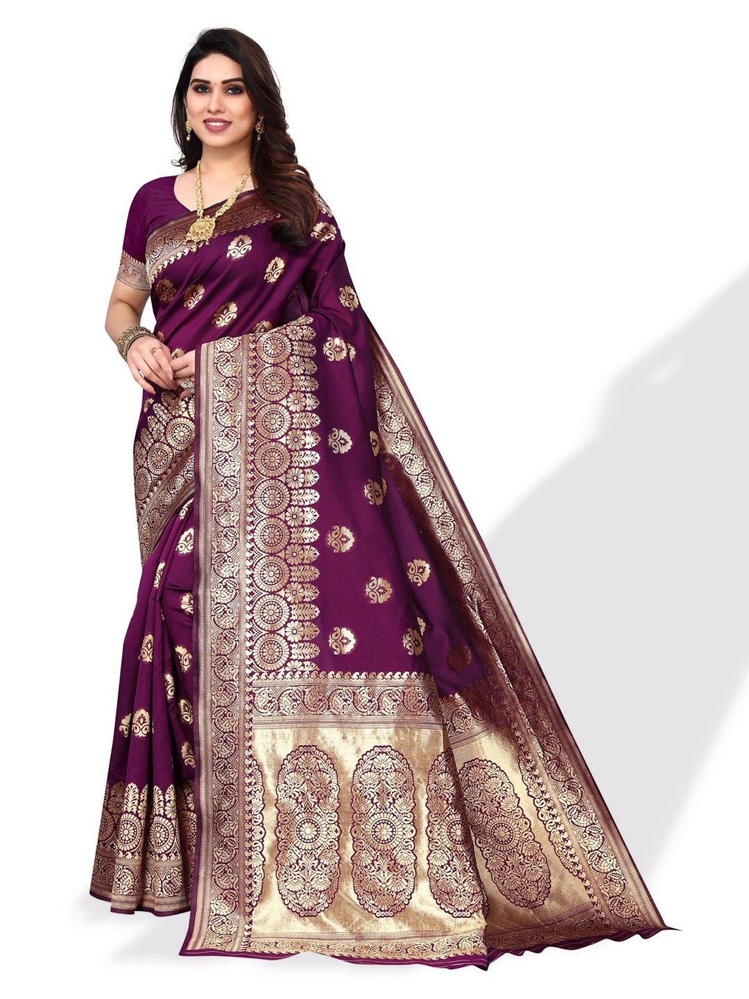 

SALWAR STUDIO Ethnic Woven Design Zari Saree, Purple