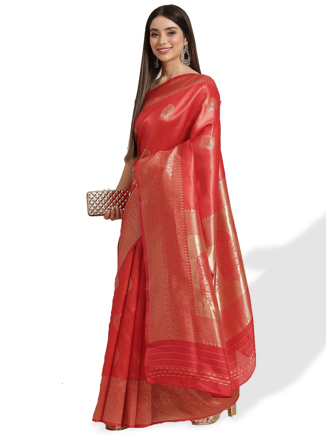 

SALWAR STUDIO Ethnic Woven Design Saree, Red