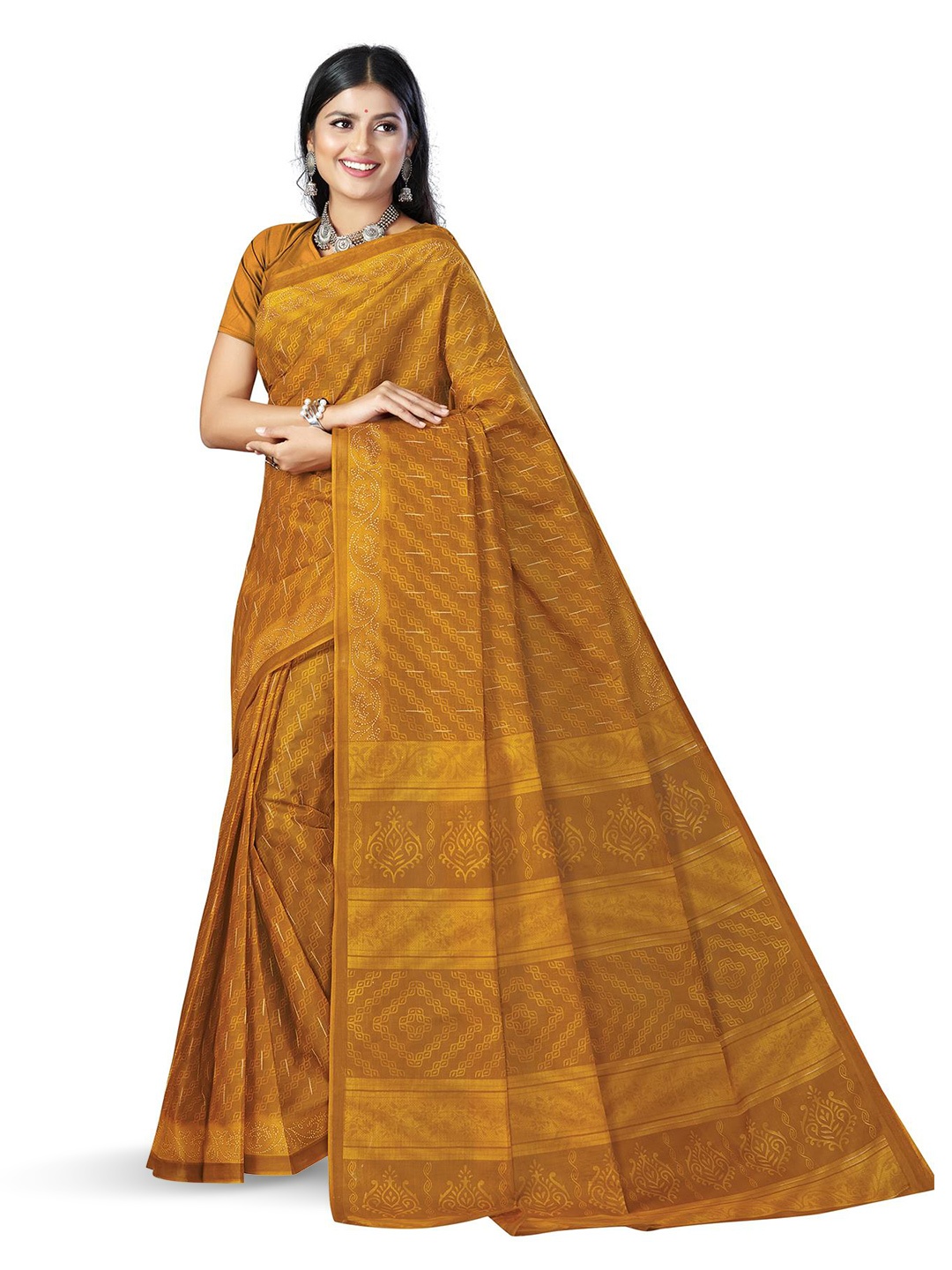 

SALWAR STUDIO Ethnic Motif Pure Cotton Saree, Yellow