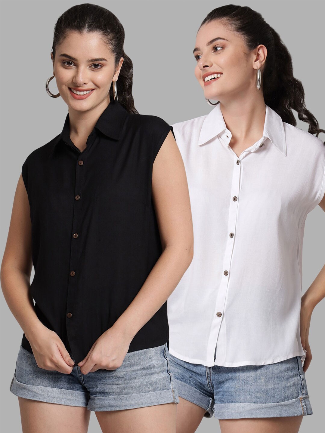 

Funday Fashion Pack Of 2 Slim Fit Casual Shirt, White