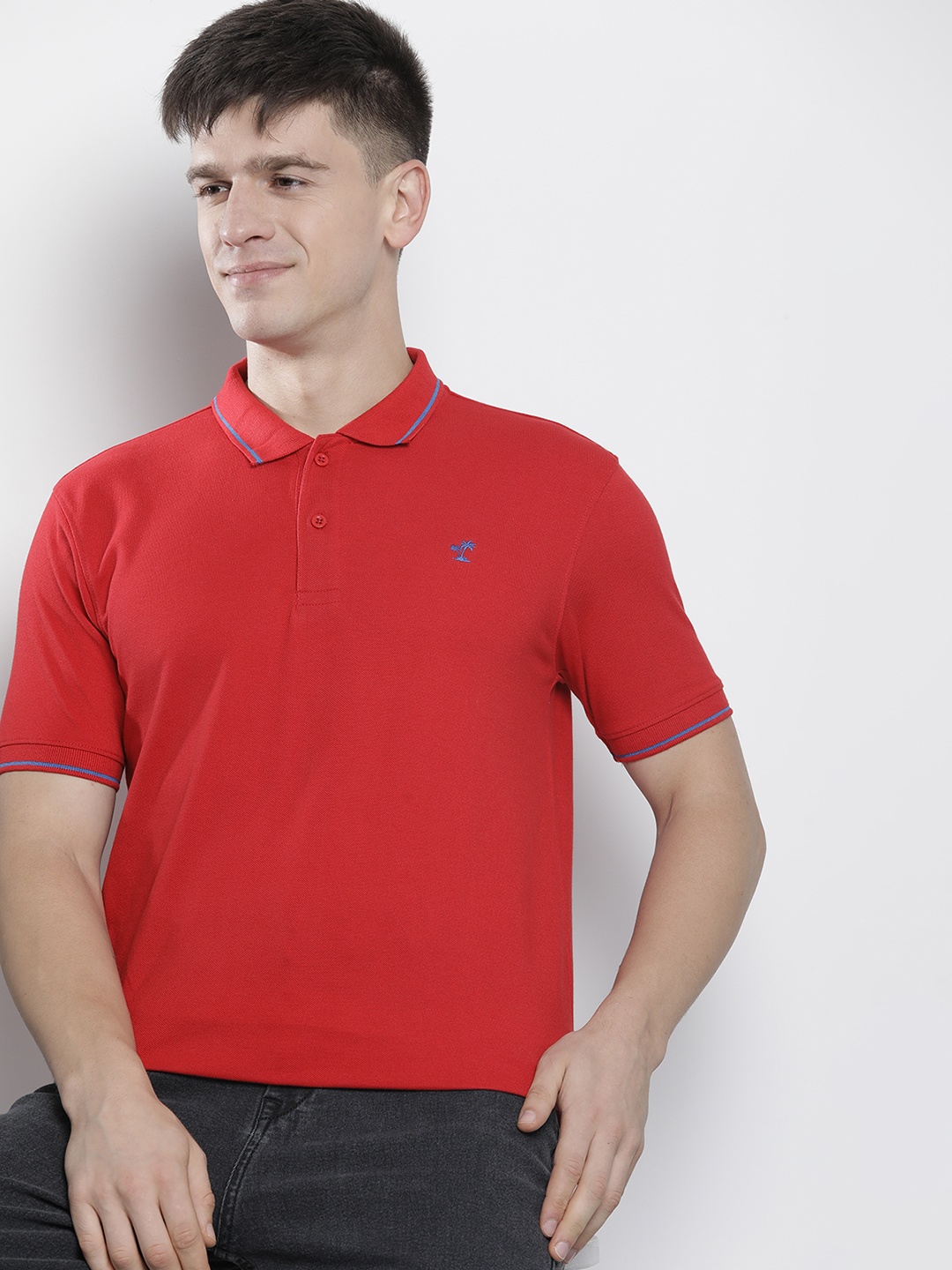 

The Indian Garage Co Men Solid Polo Collar T-shirt, Red