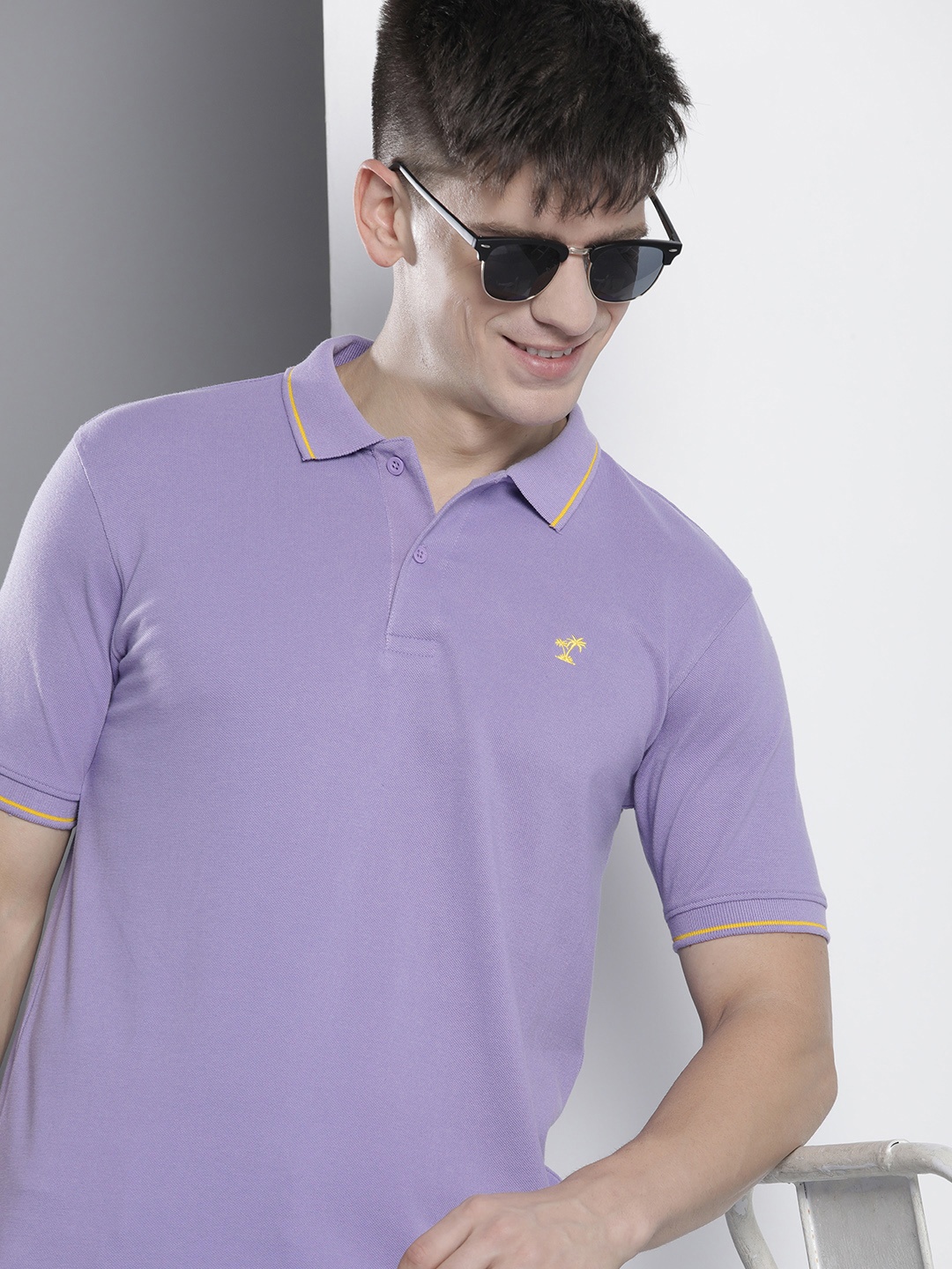 

The Indian Garage Co Men Solid Polo Collar T-shirt, Purple