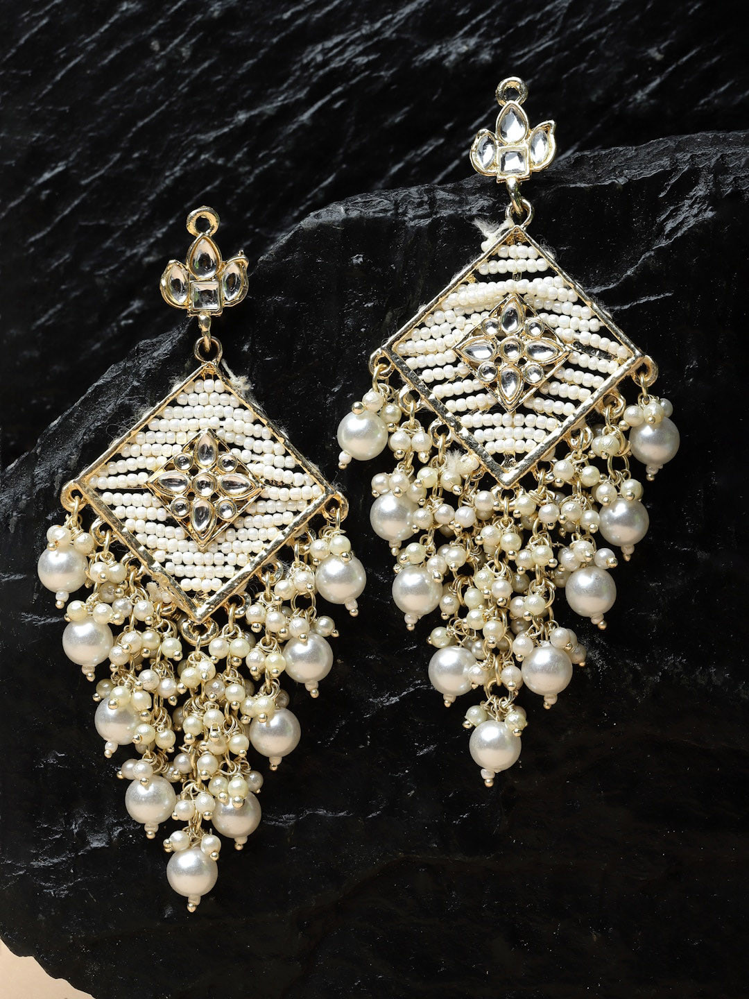 

Kennice Gold-Plated Contemporary Drop Earrings