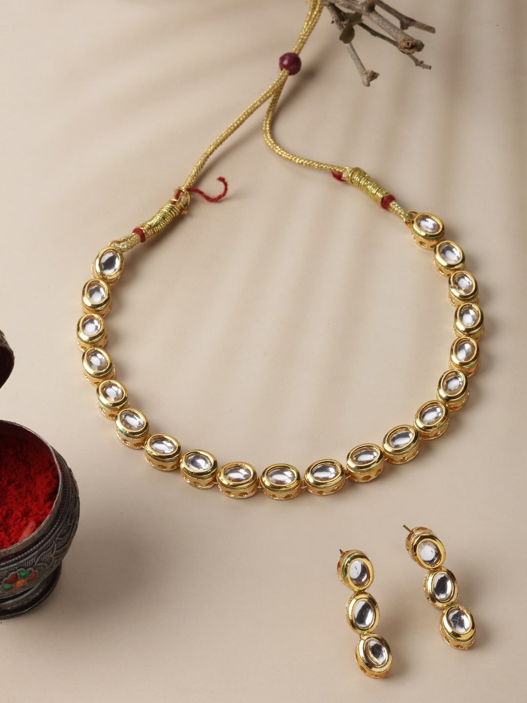 

Kennice Gold-Plated Kundan-Studded Jewellery Set