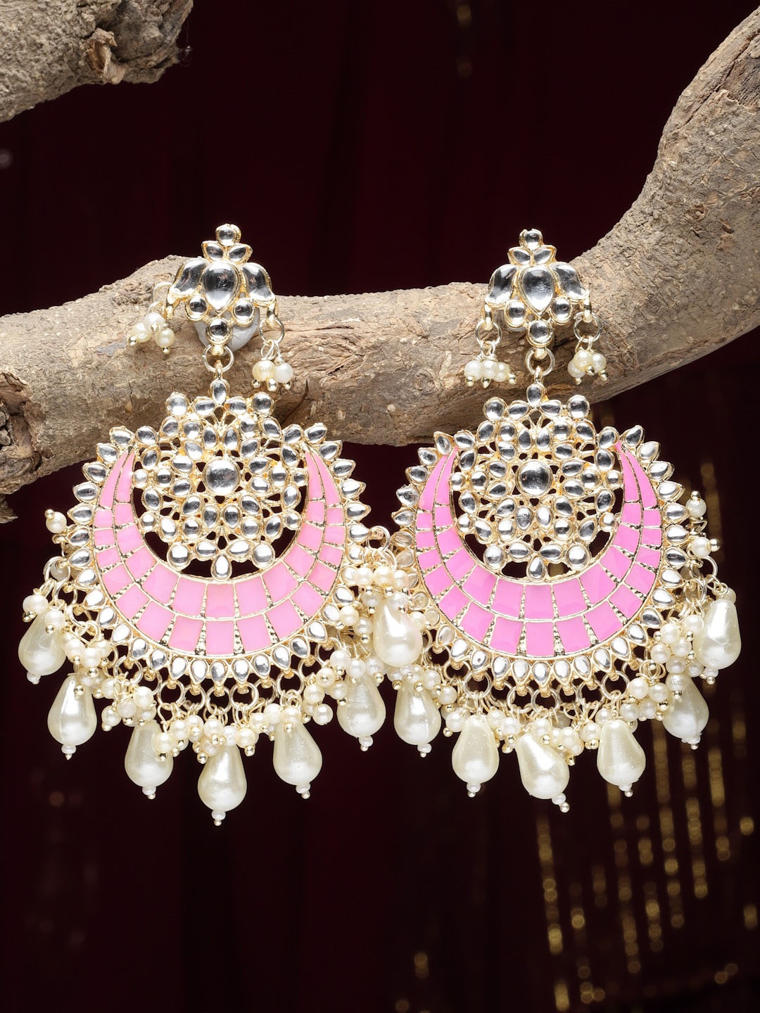 

Kennice Gold-Plated Crescent Shaped Chandbalis Earrings