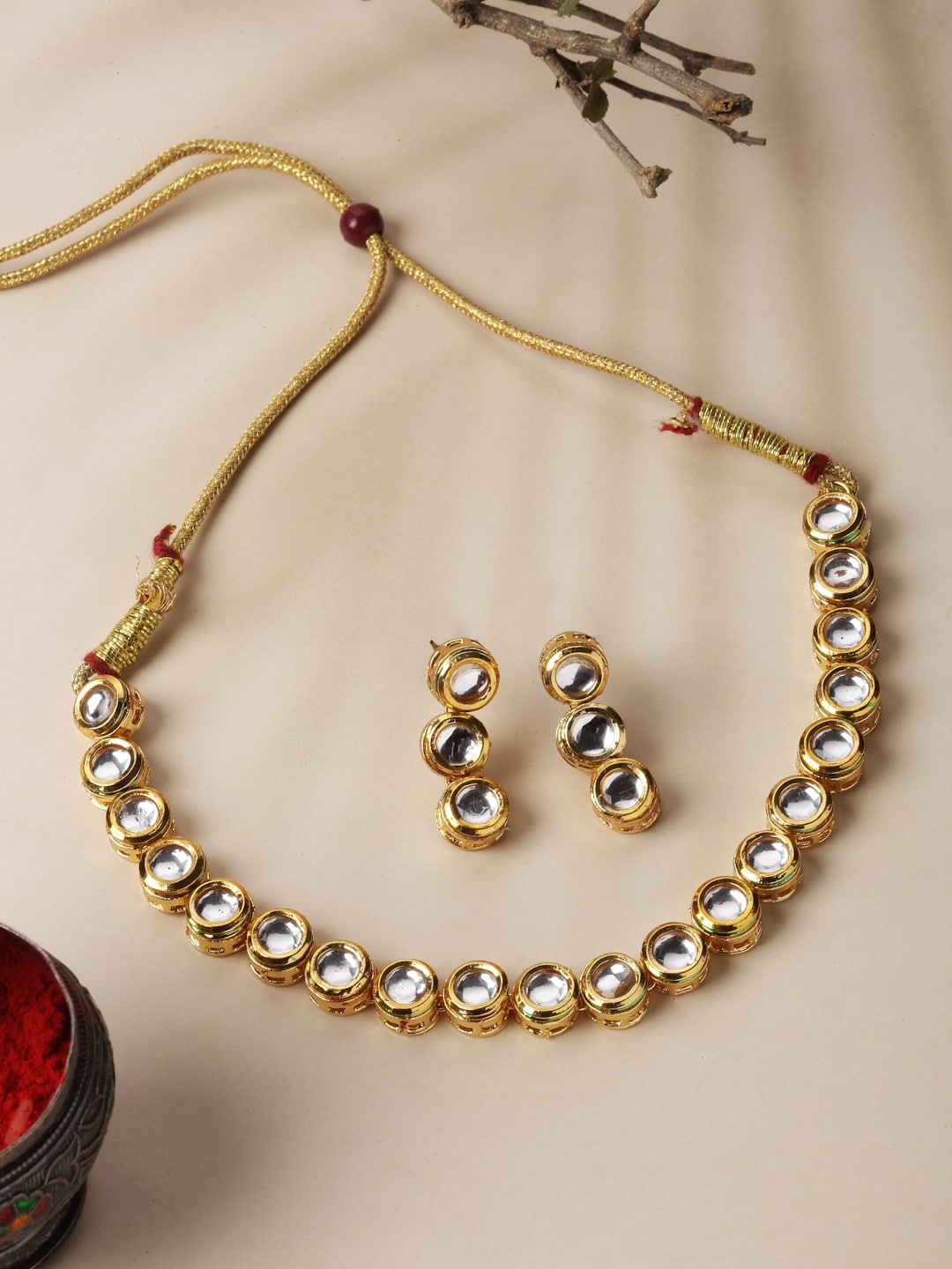 

Kennice Gold-Plated Kundan Studded Jewellery Set