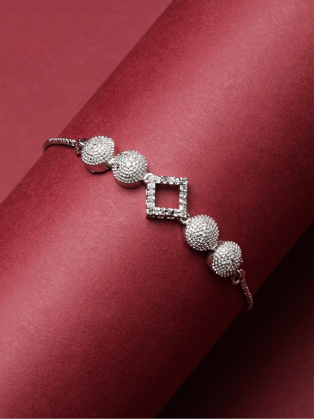 

Kennice Rhodium-Plated American Diamond Wraparound Bracelet, Silver