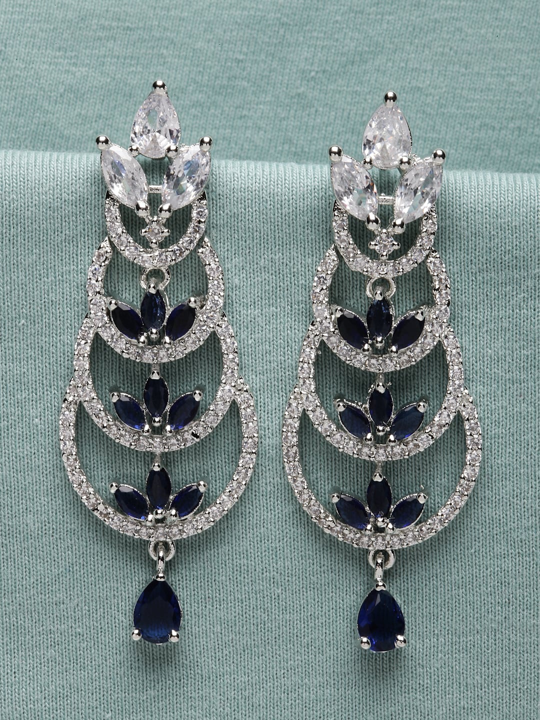 

Kennice Rhodium-Plated Crescent Shaped Drop Earrings, Blue