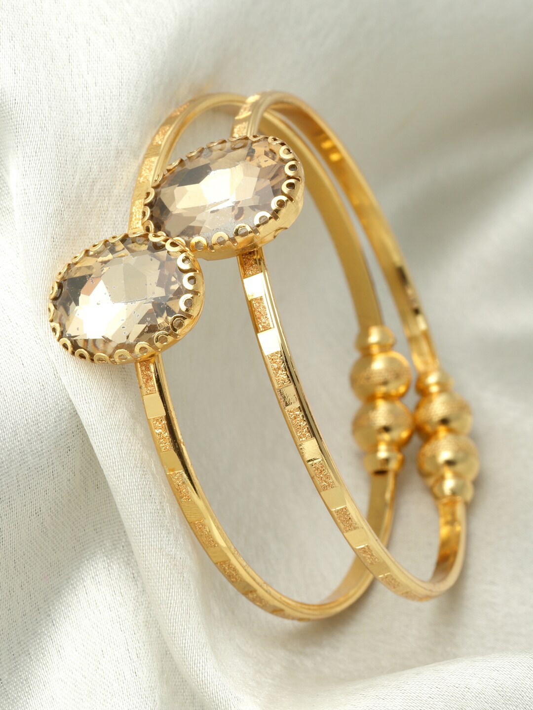 

Kennice Women Set Of 2 Gold-Plated Kada Bracelets