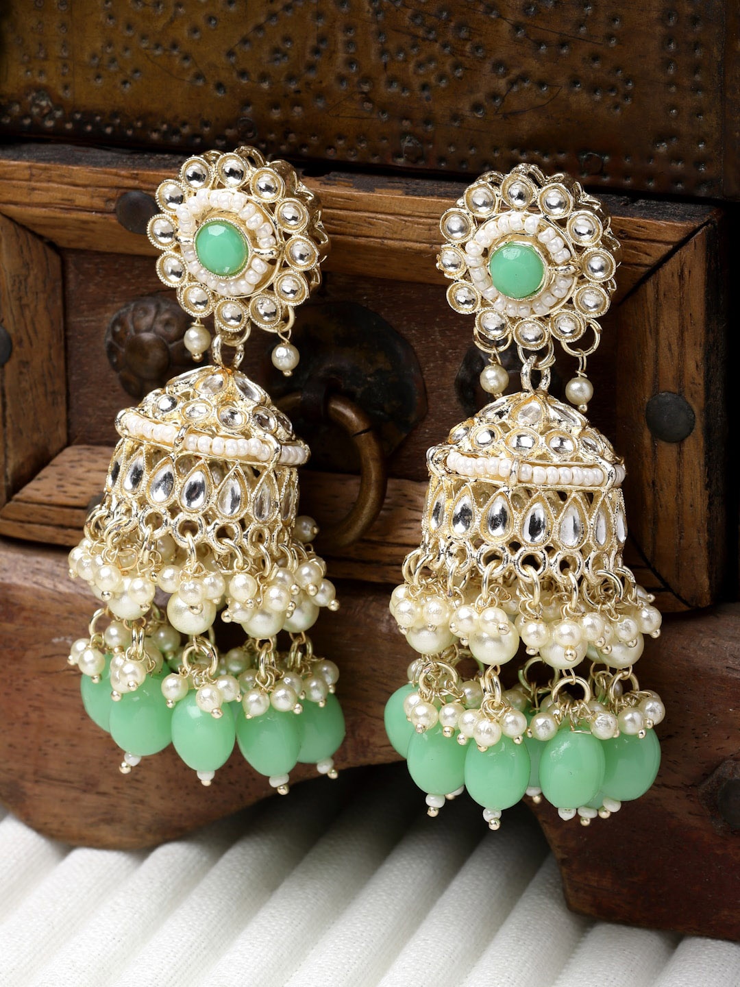 

Kennice Gold-Plated Dome Shaped Jhumkas Earrings