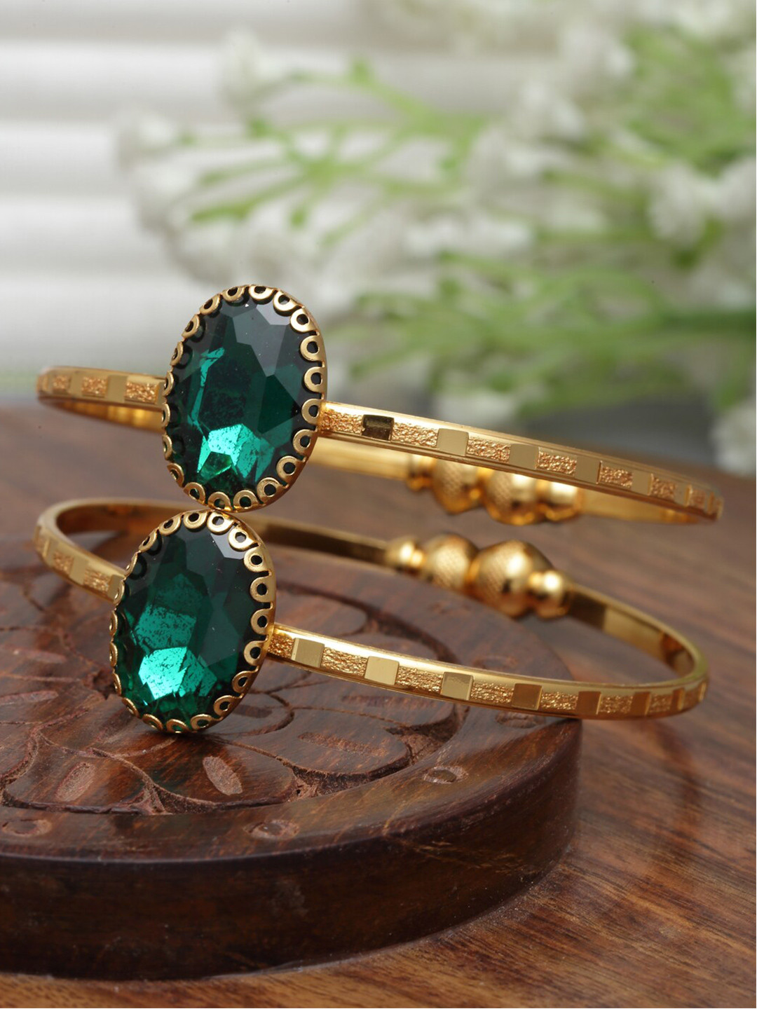 

Kennice Set Of 2 Gold-Plated American Diamond Cuff Bracelet