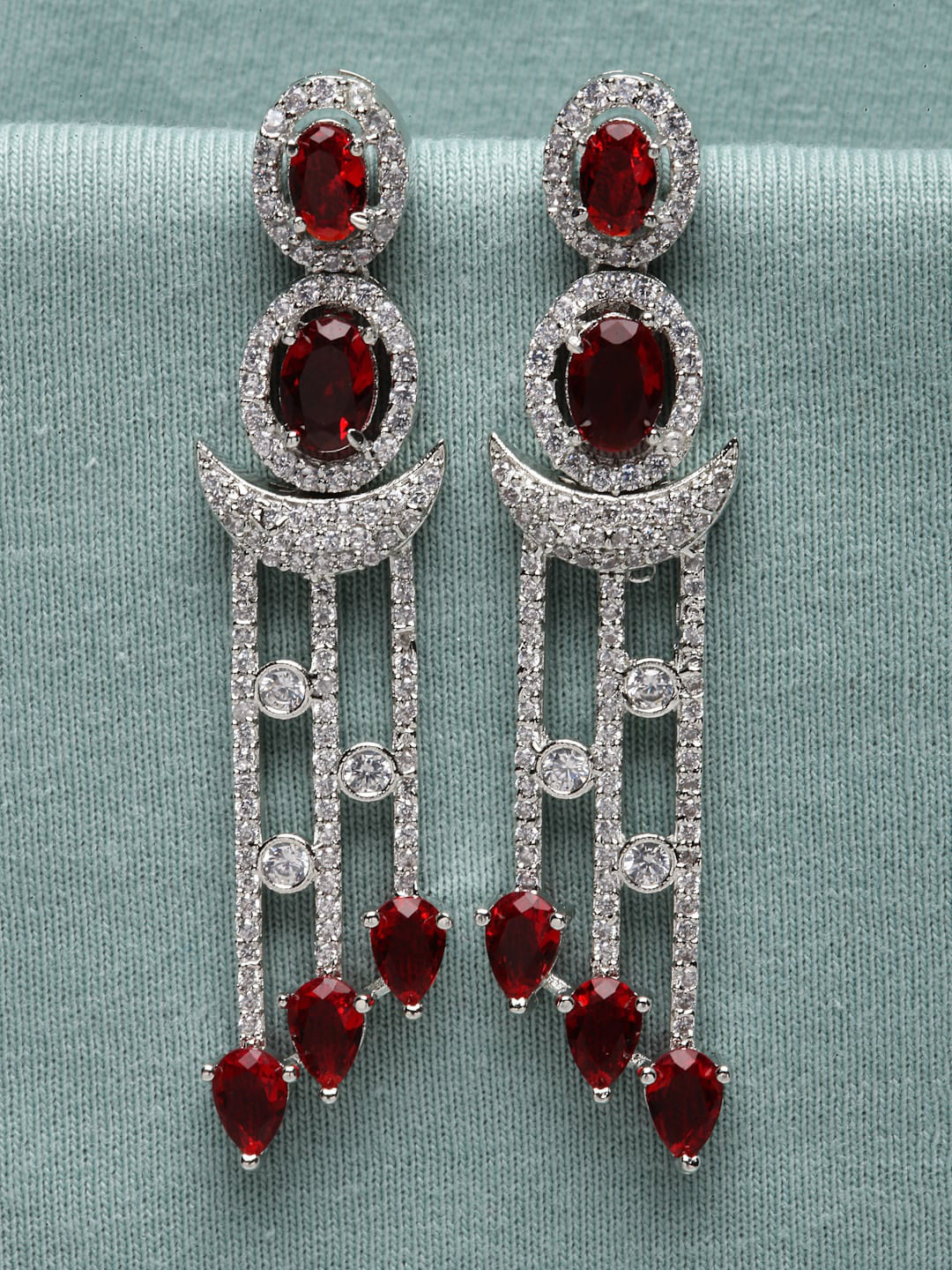 

Kennice Rhodium-Plated Crescent Shaped Drop Earrings, Silver