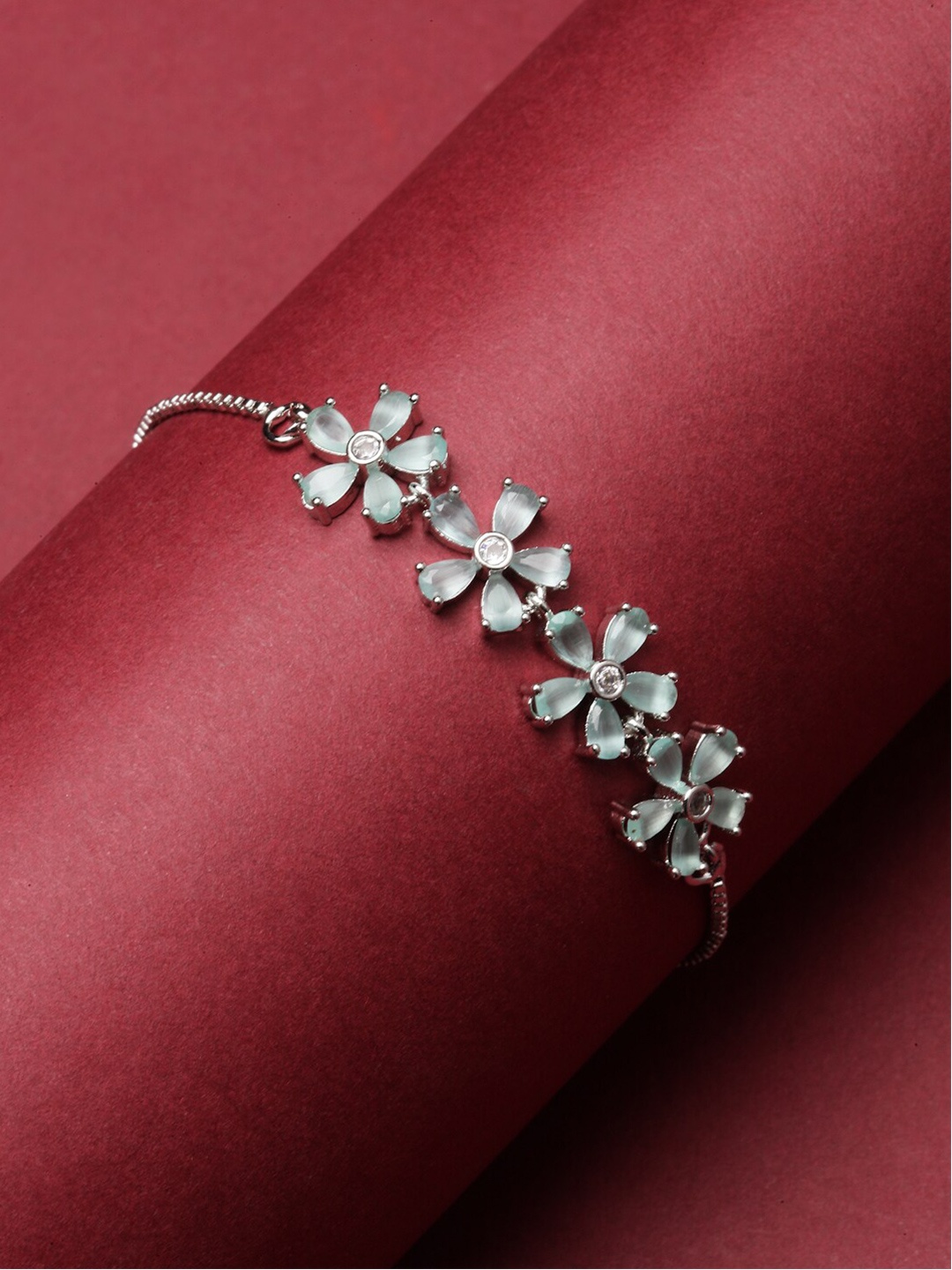 

Kennice Women Rhodium-Plated Link Bracelet, Silver
