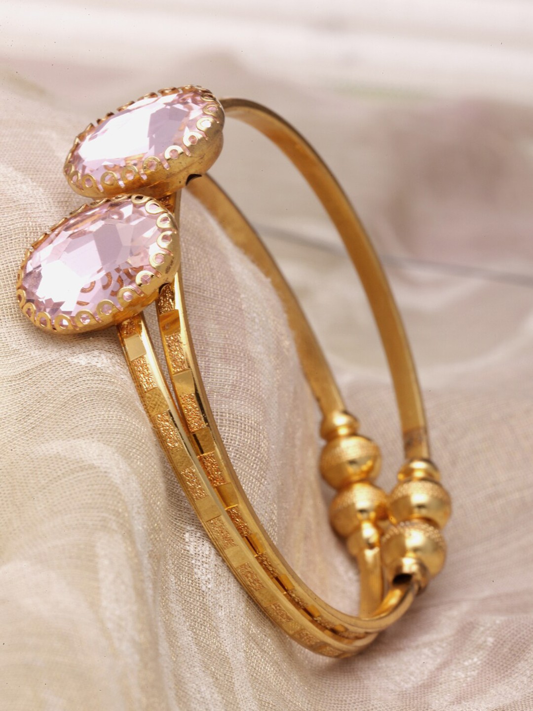 

Kennice Women Set Of 2 Gold-Plated Kada Bracelets