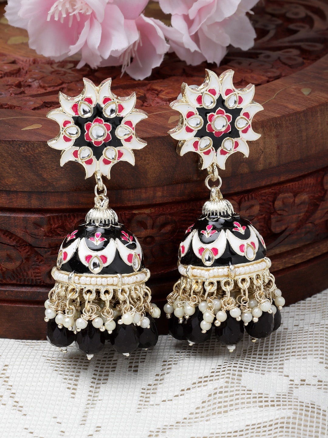 

Kennice Gold-Plated Dome Shaped Jhumkas Earrings