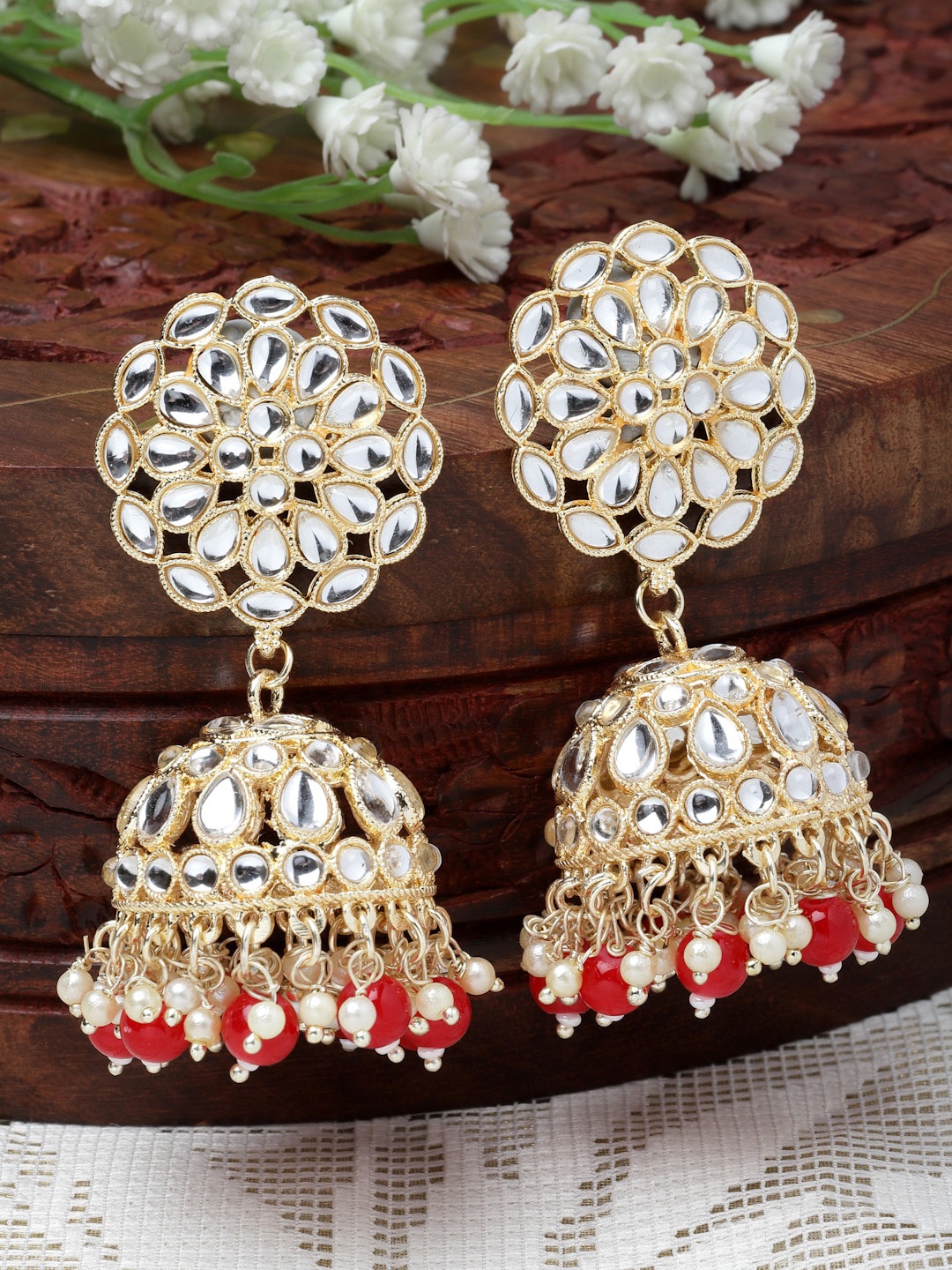 

Kennice Gold-Plated Dome Shaped Jhumkas Earrings