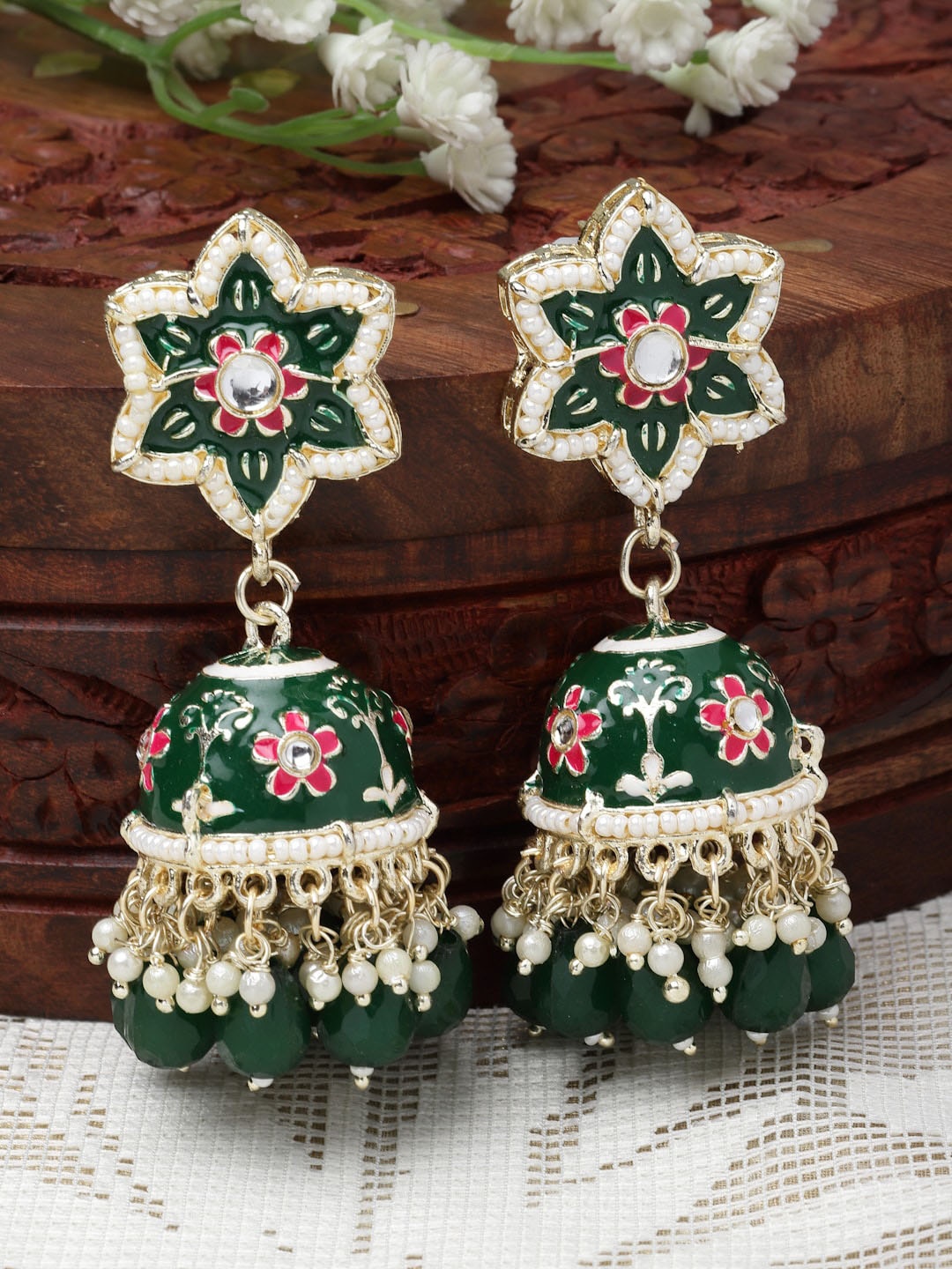 

Kennice Gold-Plated Dome Shaped Jhumkas Earrings