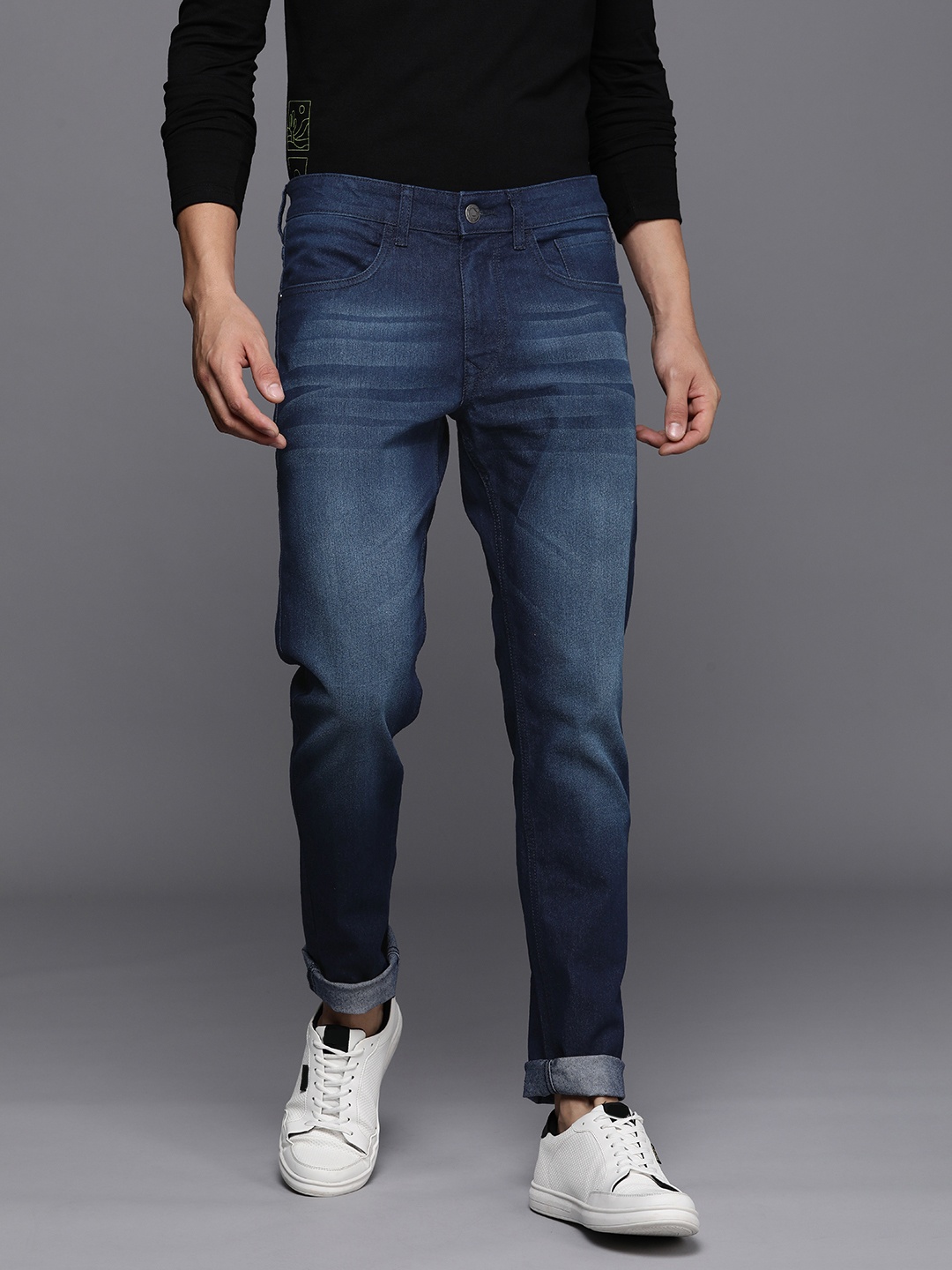 

WROGN Men Slim Fit Light Fade Stretchable Jeans, Blue