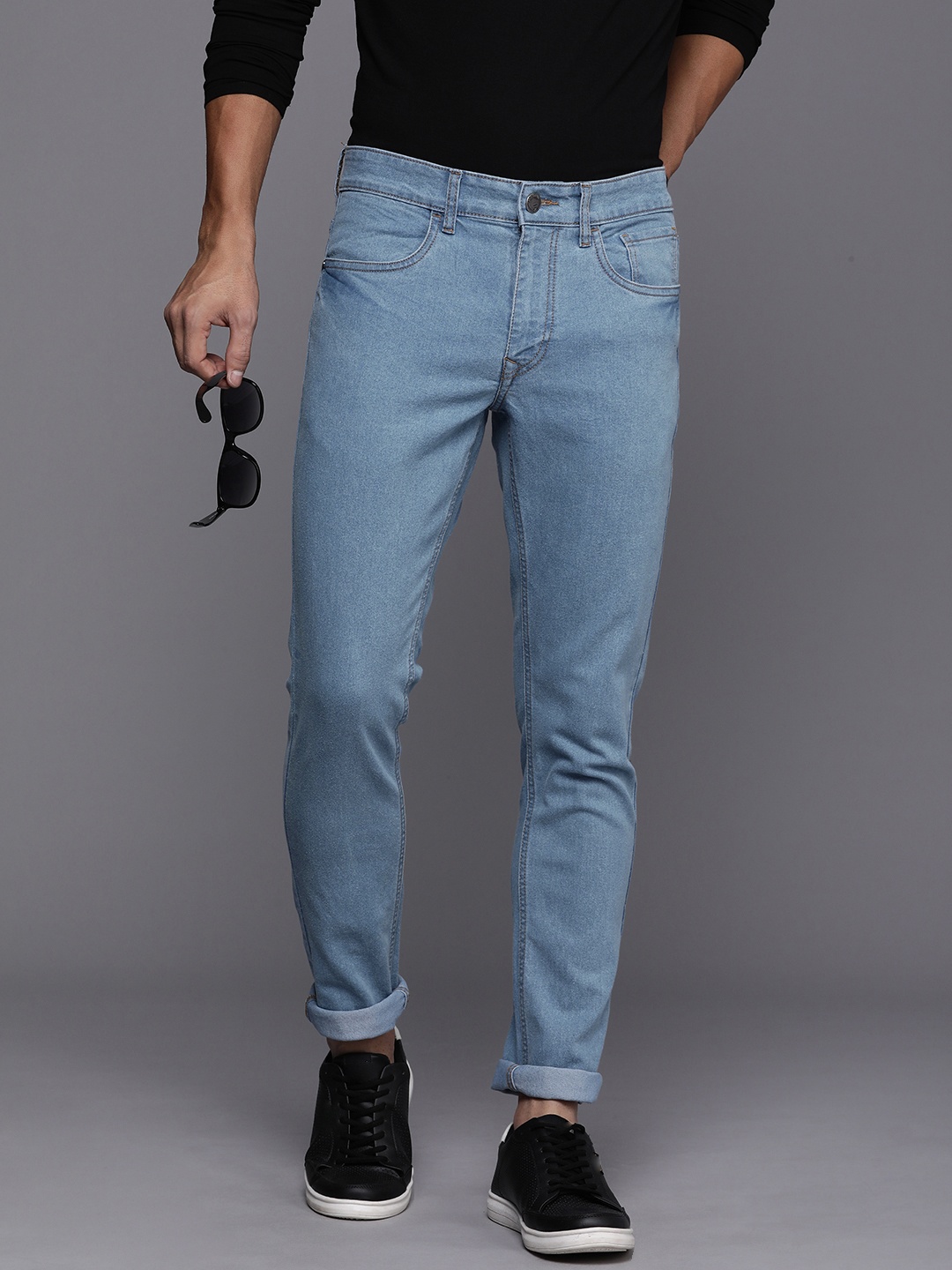 

WROGN Men Slim Fit Mid-Rise Stretchable Jeans, Blue