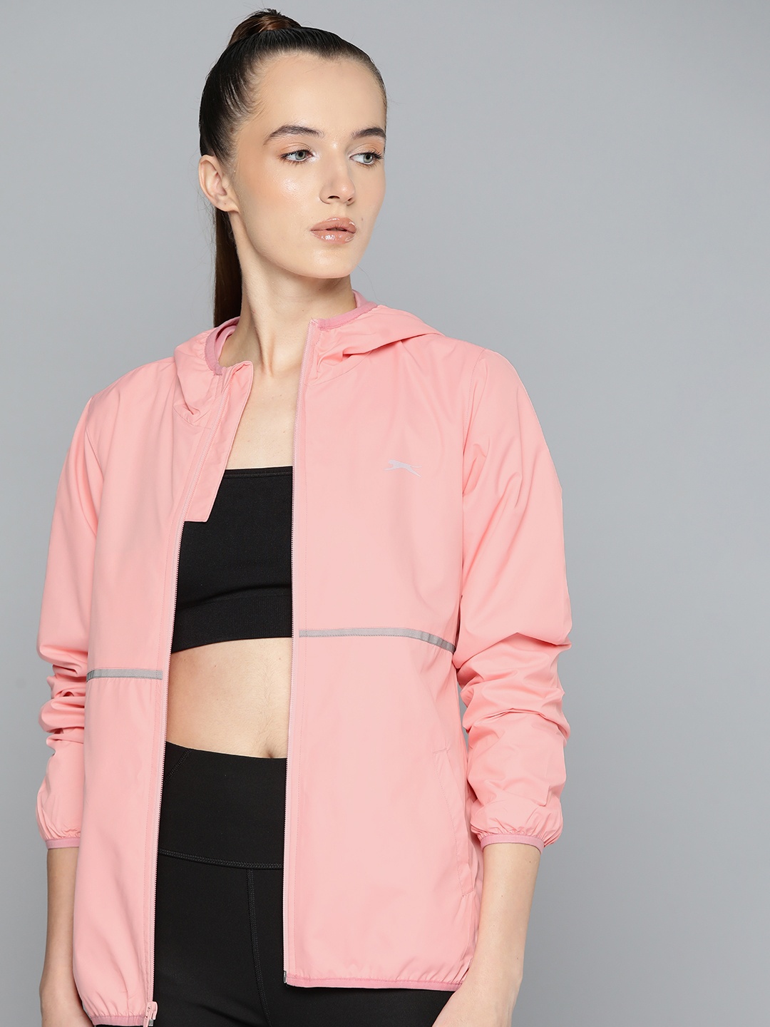 

Slazenger Women Printed Ultra-Dry Running Sporty Jacket, Coral