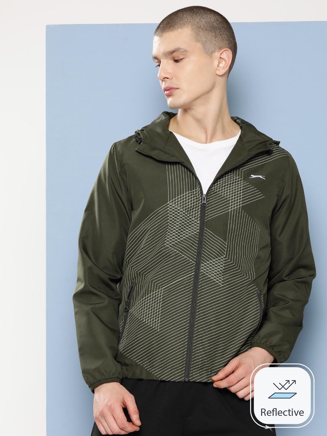 

Slazenger Printed Ultra-Dry Hooded Jacket, Olive