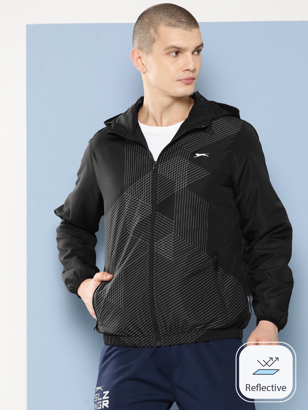 

Slazenger Printed Ultra-Dry Hooded Jacket, Black
