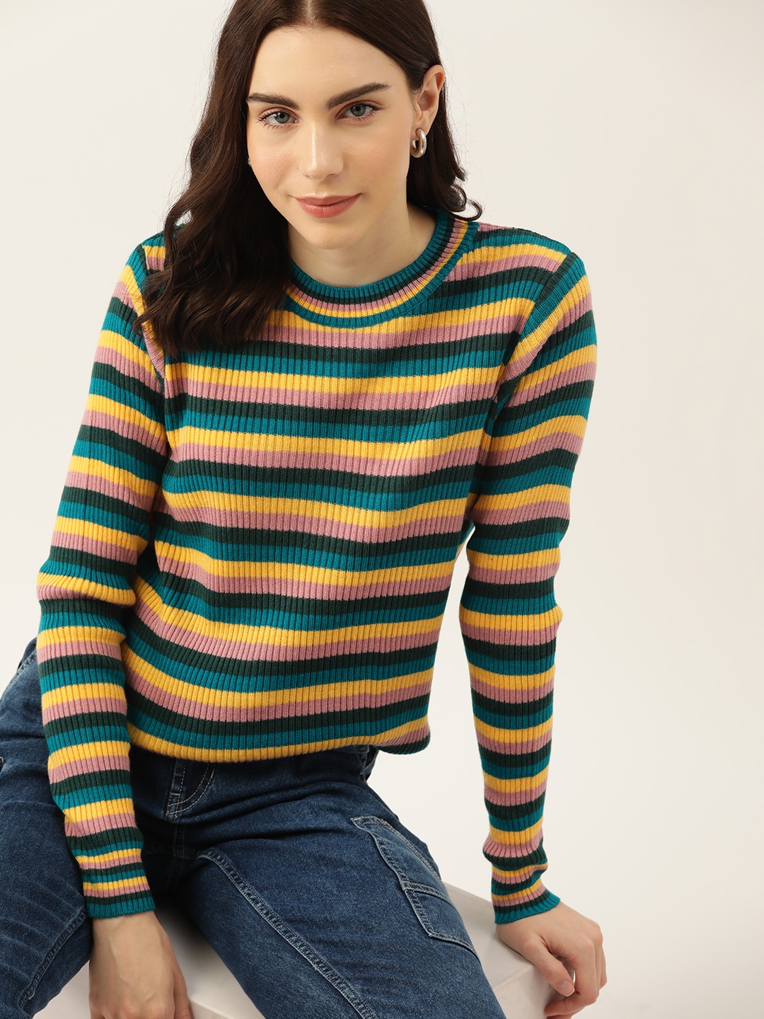 

DressBerry Women Striped Pullover, Multi