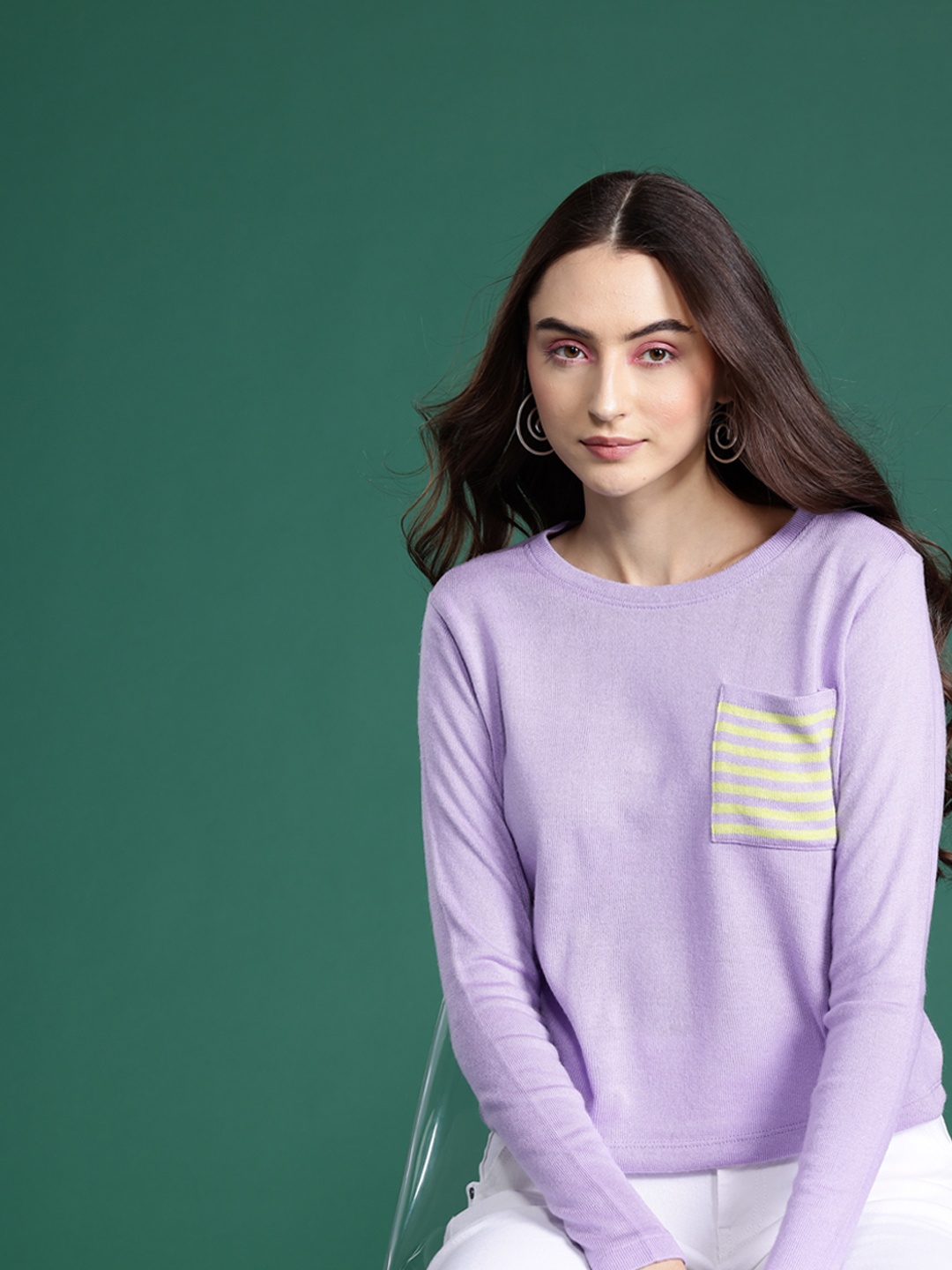 

DressBerry Pure Acrylic Pocket Pullover, Lavender