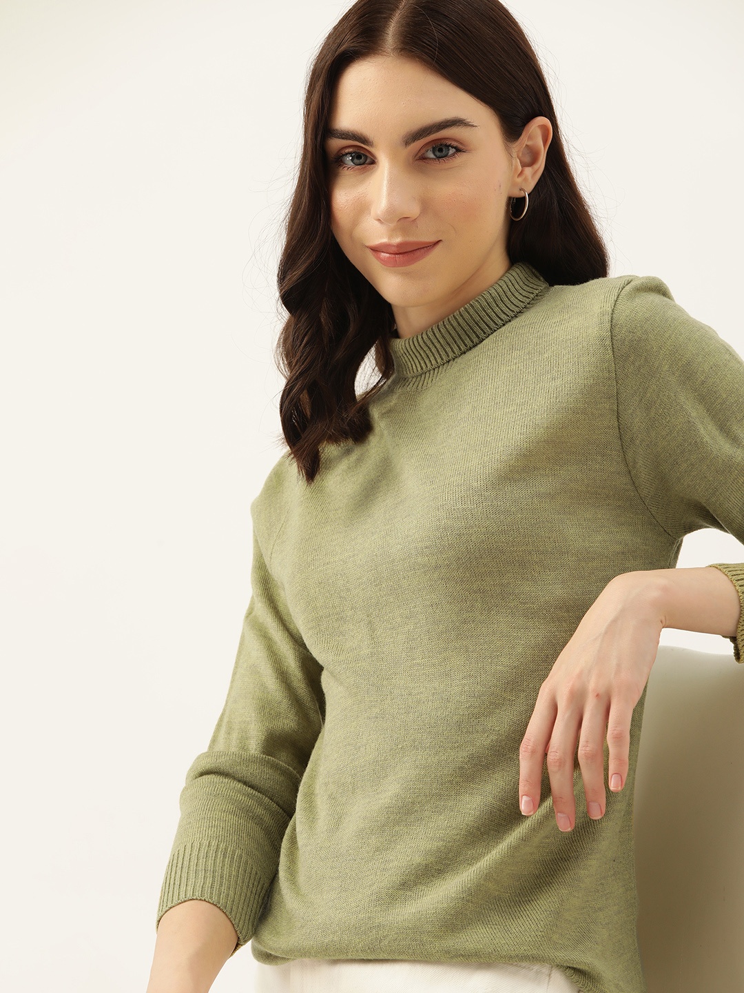 

DressBerry Turtle Neck Acrylic Pullover, Olive