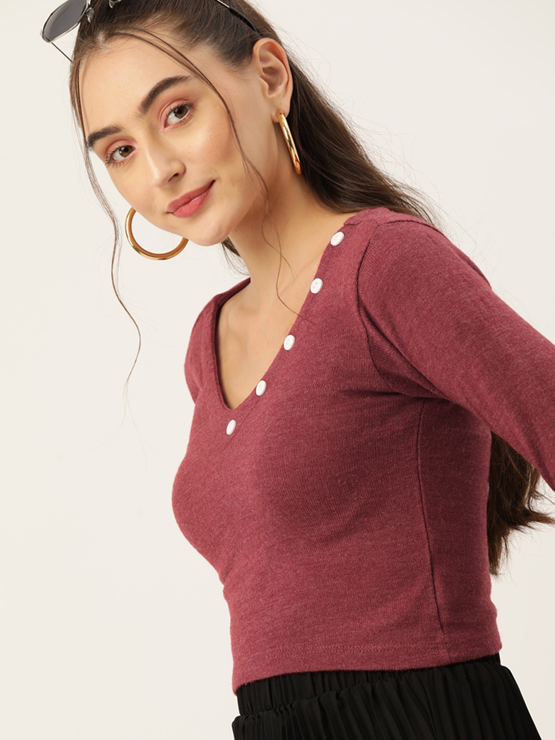 

DressBerry Solid Crop Pullover, Rust