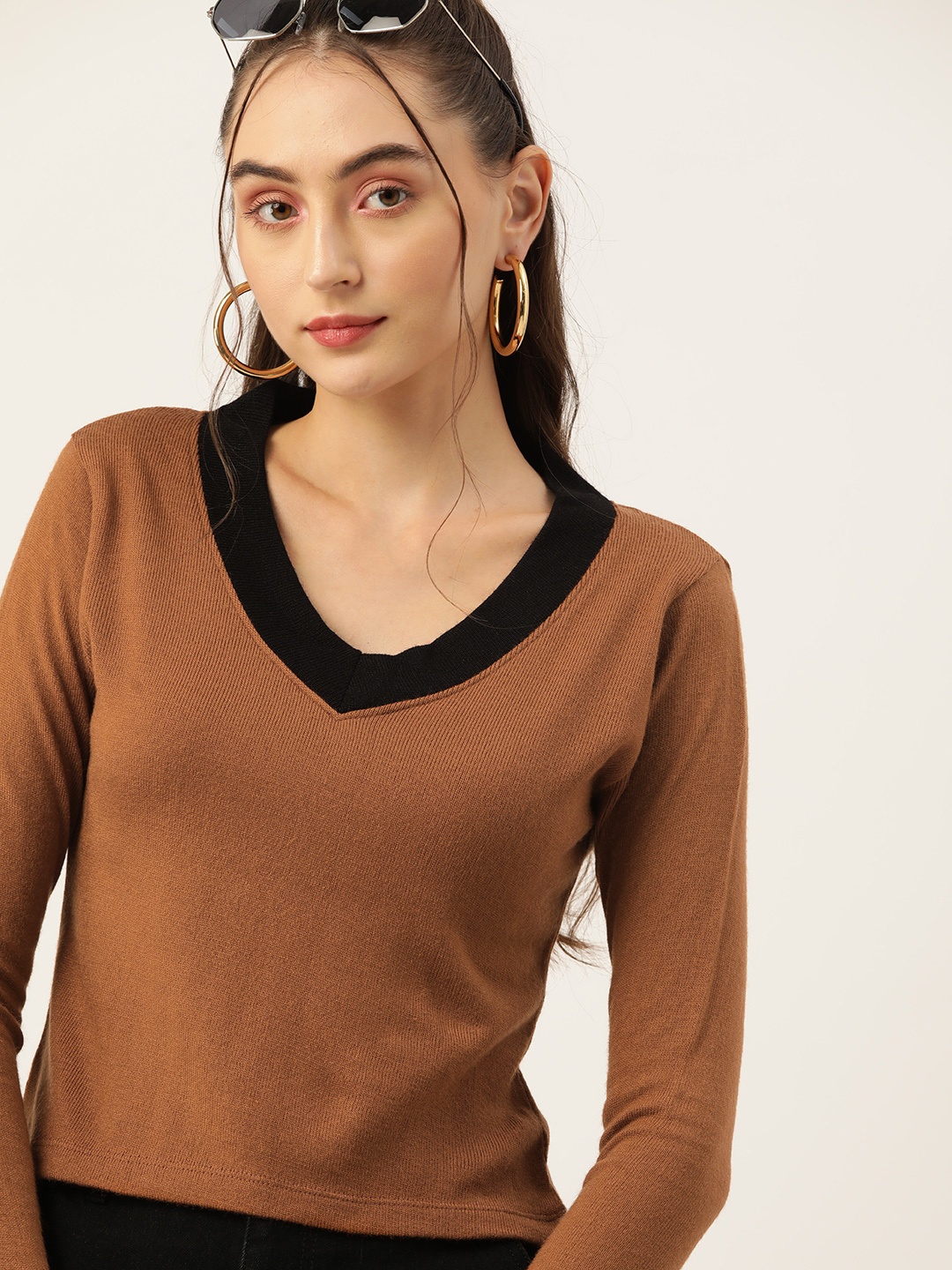 

DressBerry Solid Pullover, Brown