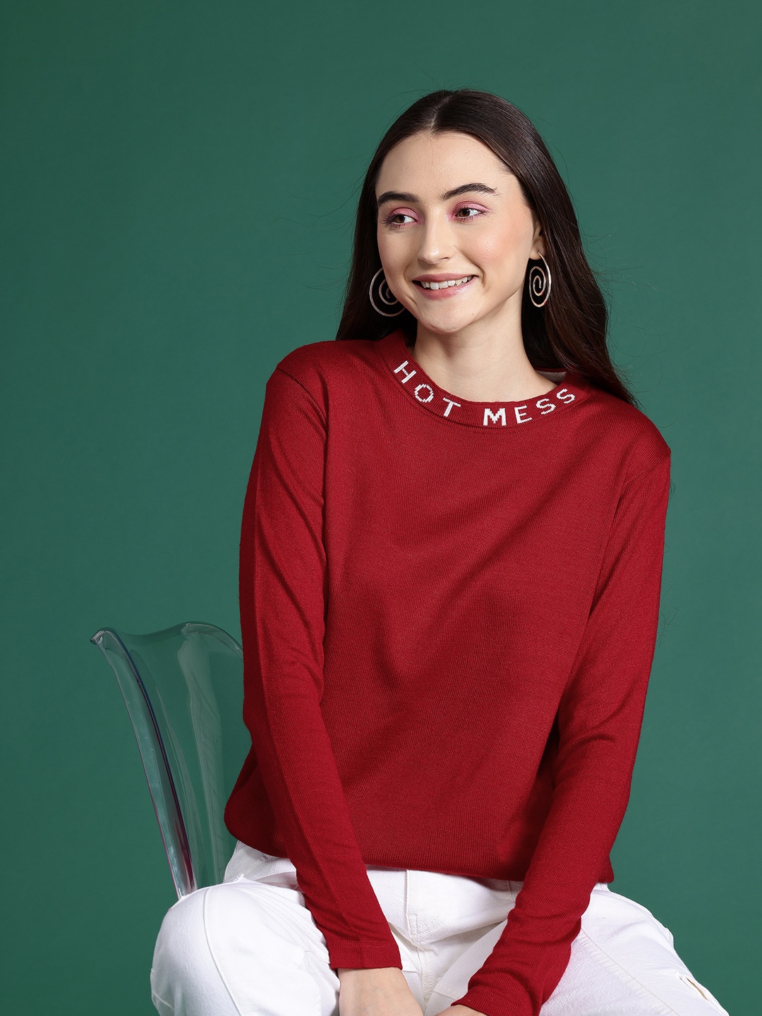 

DressBerry Pure Acrylic Solid Pullover, Maroon