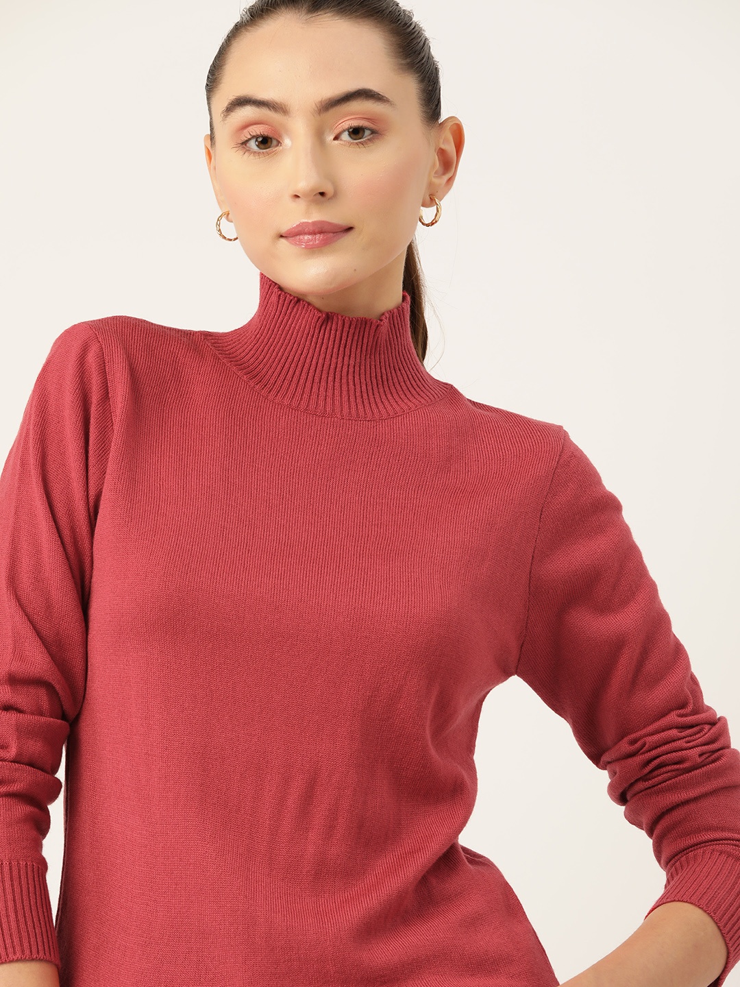 

DressBerry High Neck Acrylic Pullover, Rust