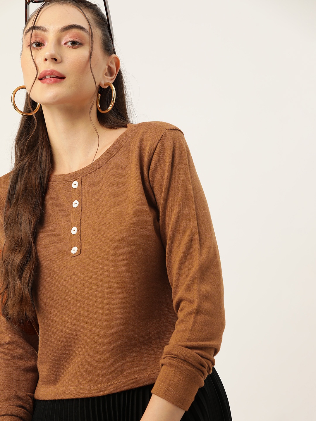 

DressBerry Solid Pullover, Brown