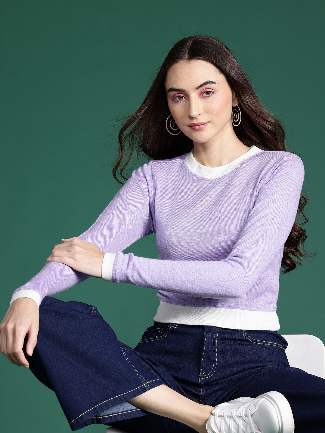 

DressBerry Pure Acrylic Solid Pullover, Lavender