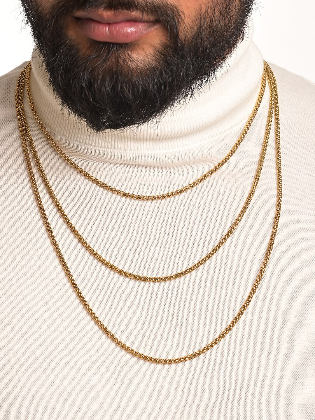 

PALMONAS Men 18K Gold-Plated Layered Cuban Chain
