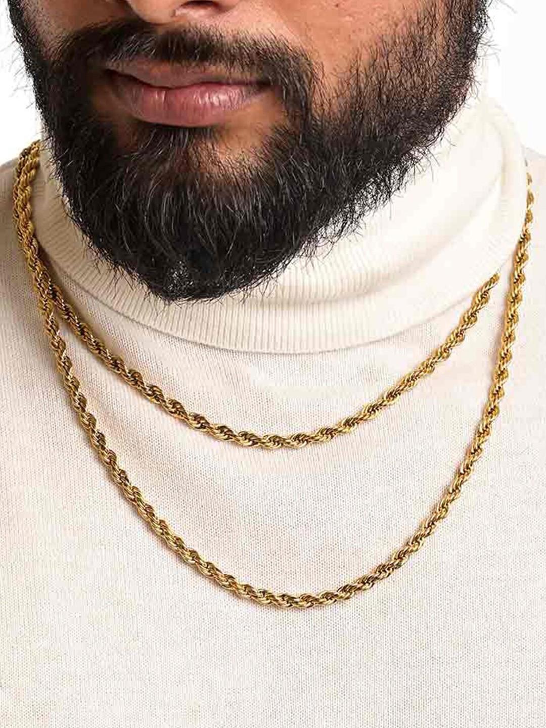 

PALMONAS Men 18k Gold Plated Rope Chain