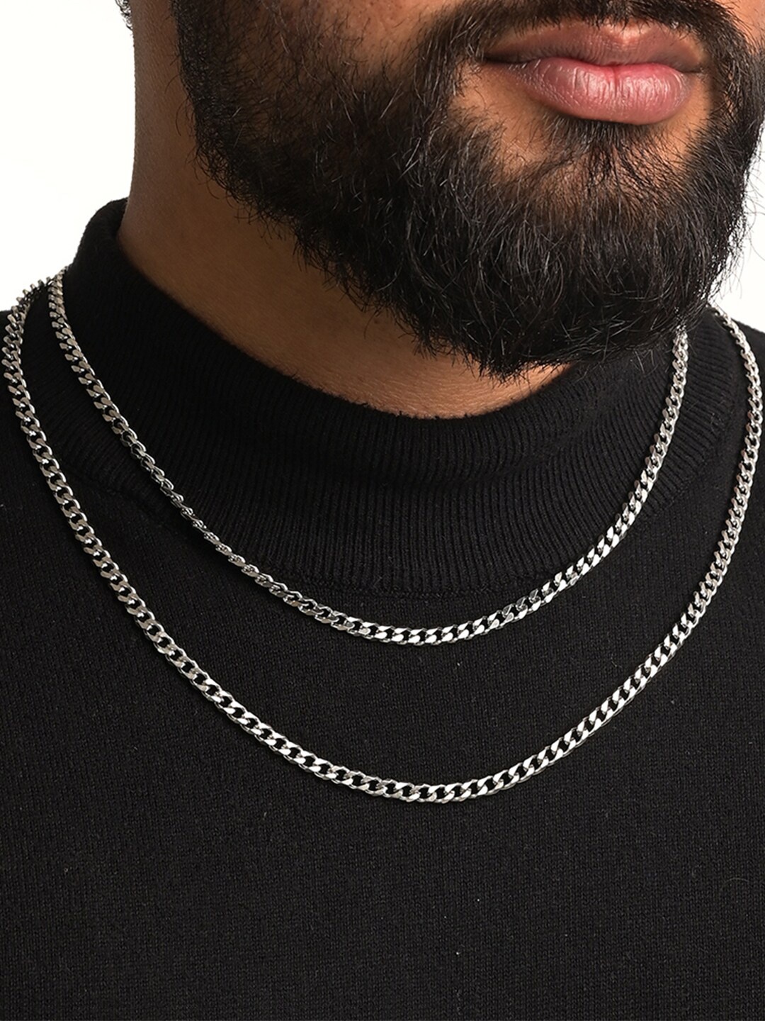 

PALMONAS Men Rhodium -Plated Chain, Silver