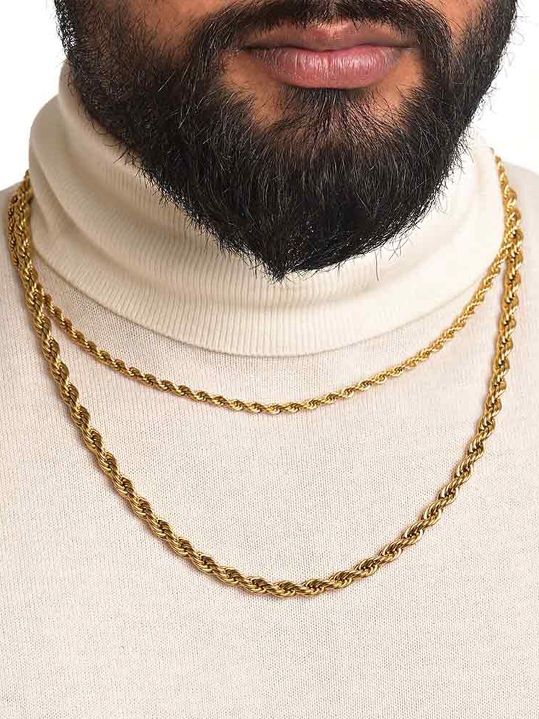 

PALMONAS Men 18k Gold Plated Rope Chain