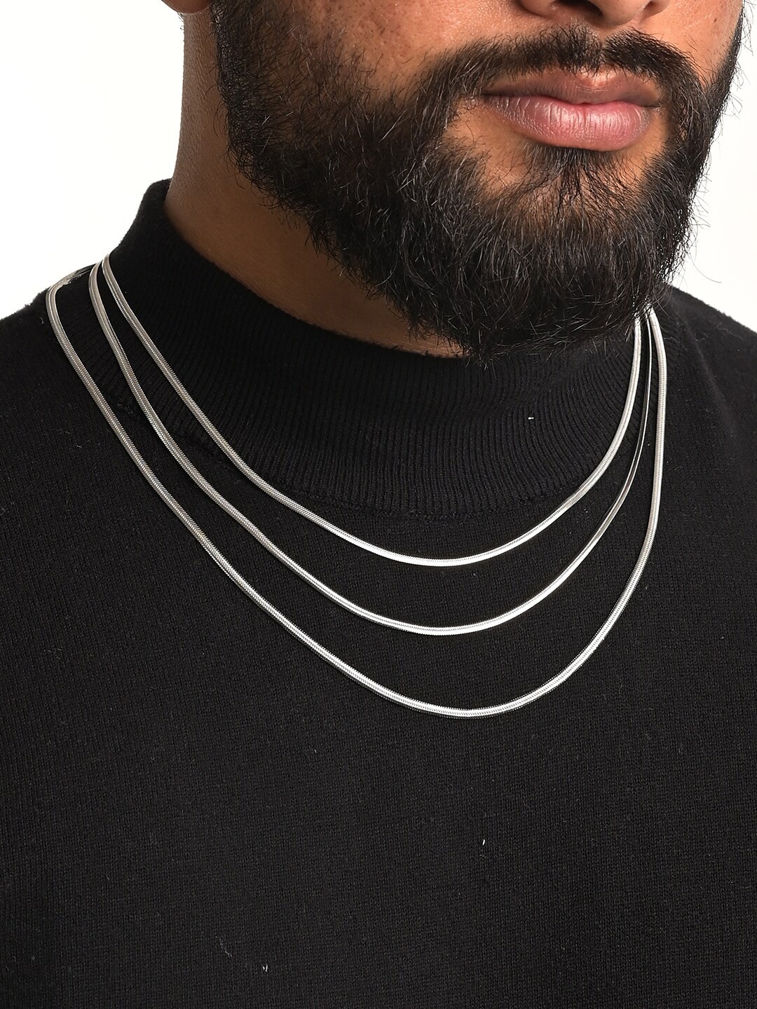 

PALMONAS Men Rhodium-Plated Chain, Silver