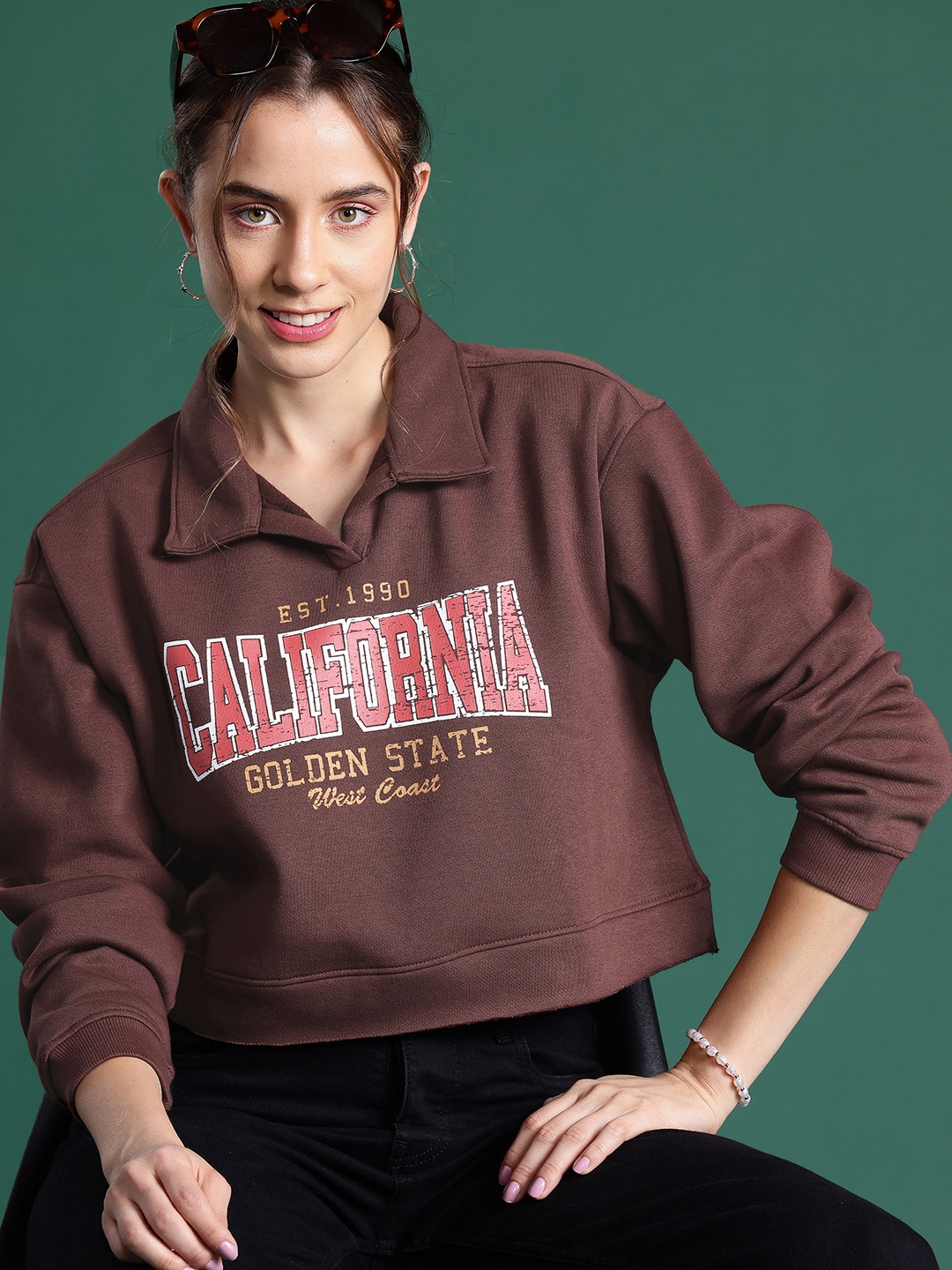 

DressBerry Women Printed Sweatshirt, Brown
