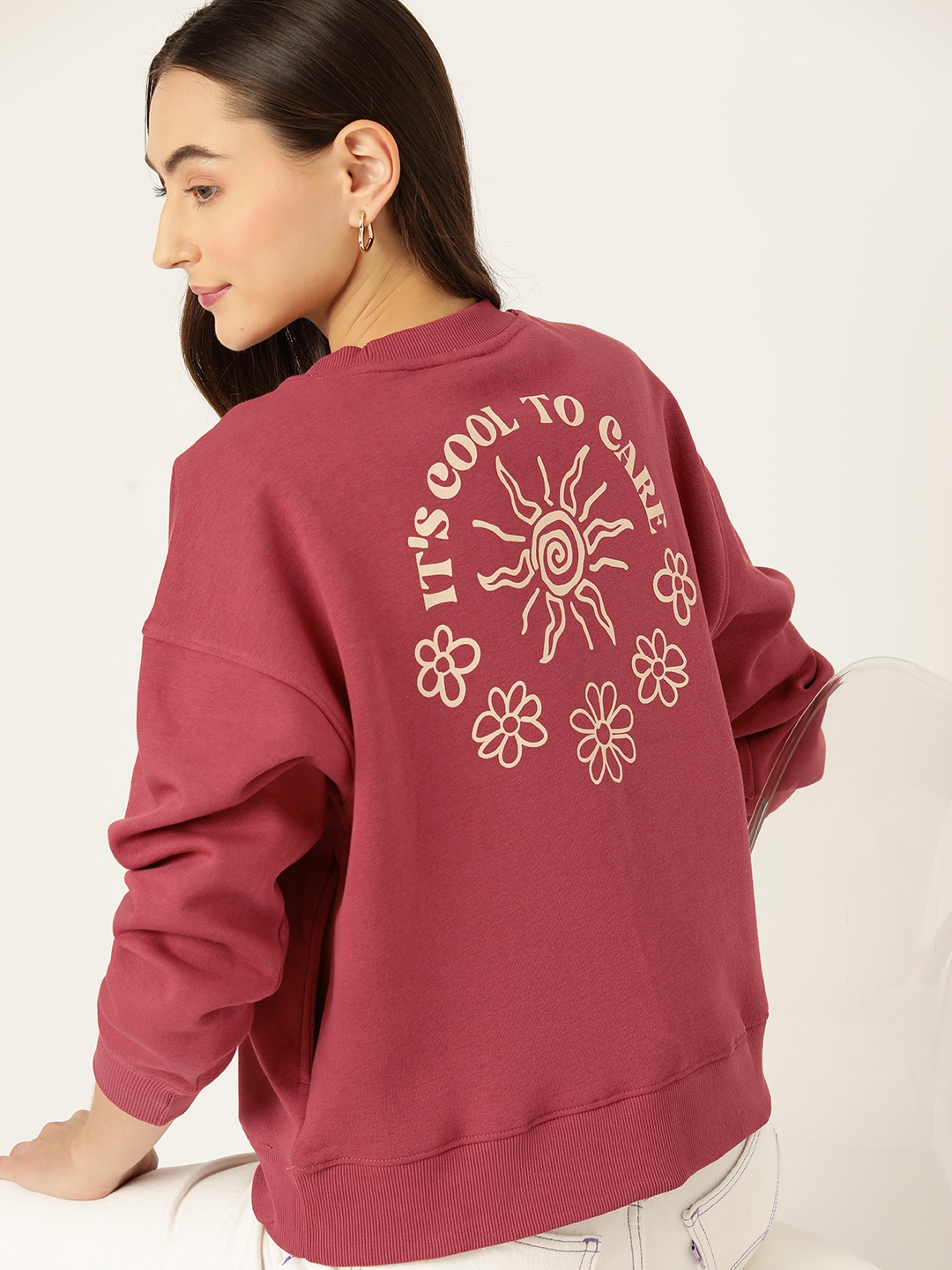 

DressBerry Printed Drop-Shoulder Sweatshirt, Rust