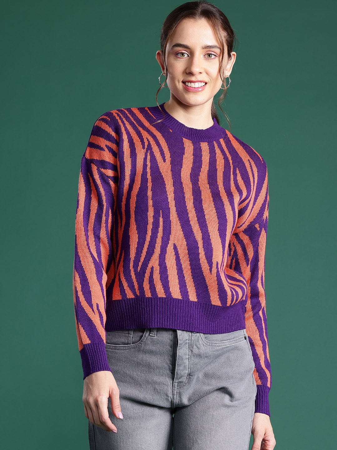 

DressBerry Animal Design Acrylic Pullover, Violet